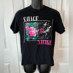 Gildan Savage Floral Asian Graphic T-Shirt
